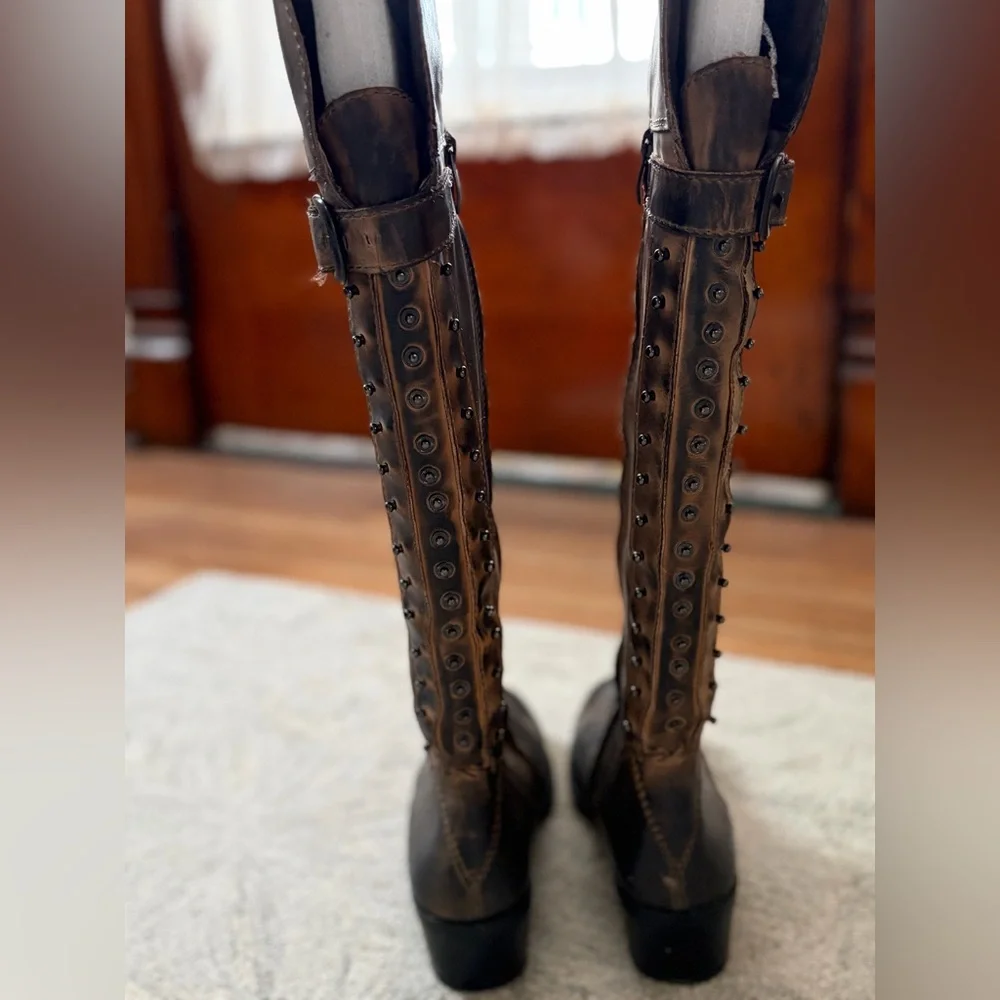 Vince Camuto NWOT Distressed Studded Leather Knee High Boots 11B